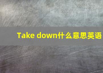 Take down什么意思英语